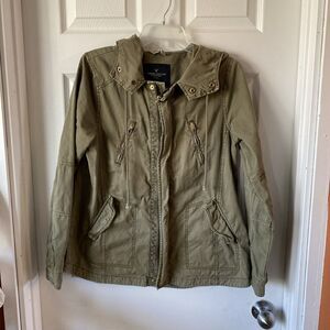American Eagle Outfitters Denim Jacket Women’s M Medium Green Full Zip Pockets